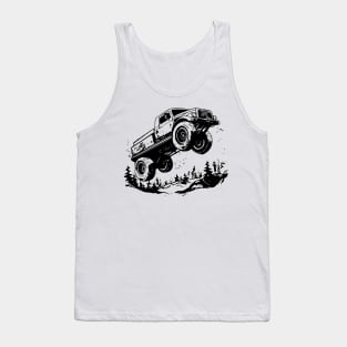 Black and White Classic Monster Truck Tee - Vintage Automotive Art Tank Top